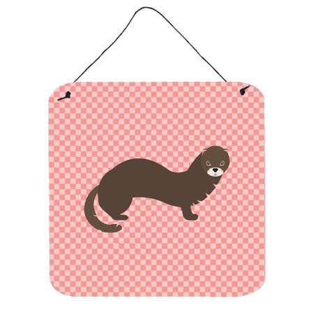 MICASA Russian or European Mink Pink Check Wall or Door Hanging Prints6 x 6 in. MI225941